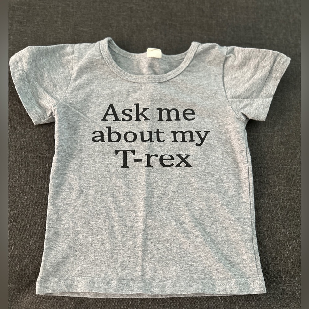 Ask Me About My T-Rex Gray Shirt Size 90 (2T)